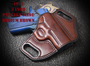 1911 5" 5 inch Operator with rail Pancake Slide Leather Holster