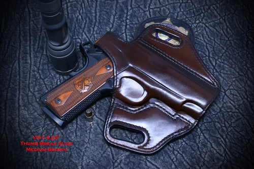 1911 4 inch with TLR-6 Thumb Break Slide Leather Holster