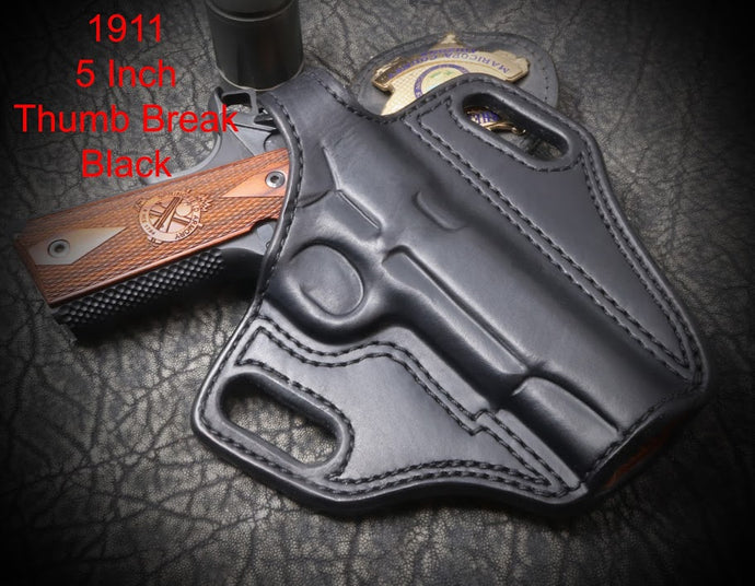 1911 5 inch with TLR6 Thumb Break Slide Leather Holster