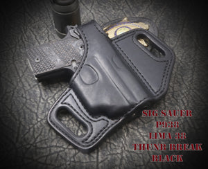 Sig Sauer P938 with Lima 38 Laser Thumb Break Slide Leather Holster