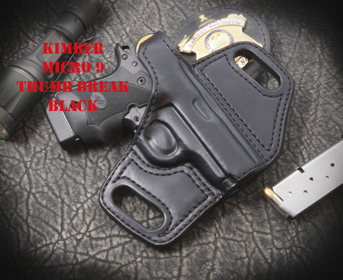 Kimber Micro 9 with Factory Laser Thumb Break Slide Leather Holster