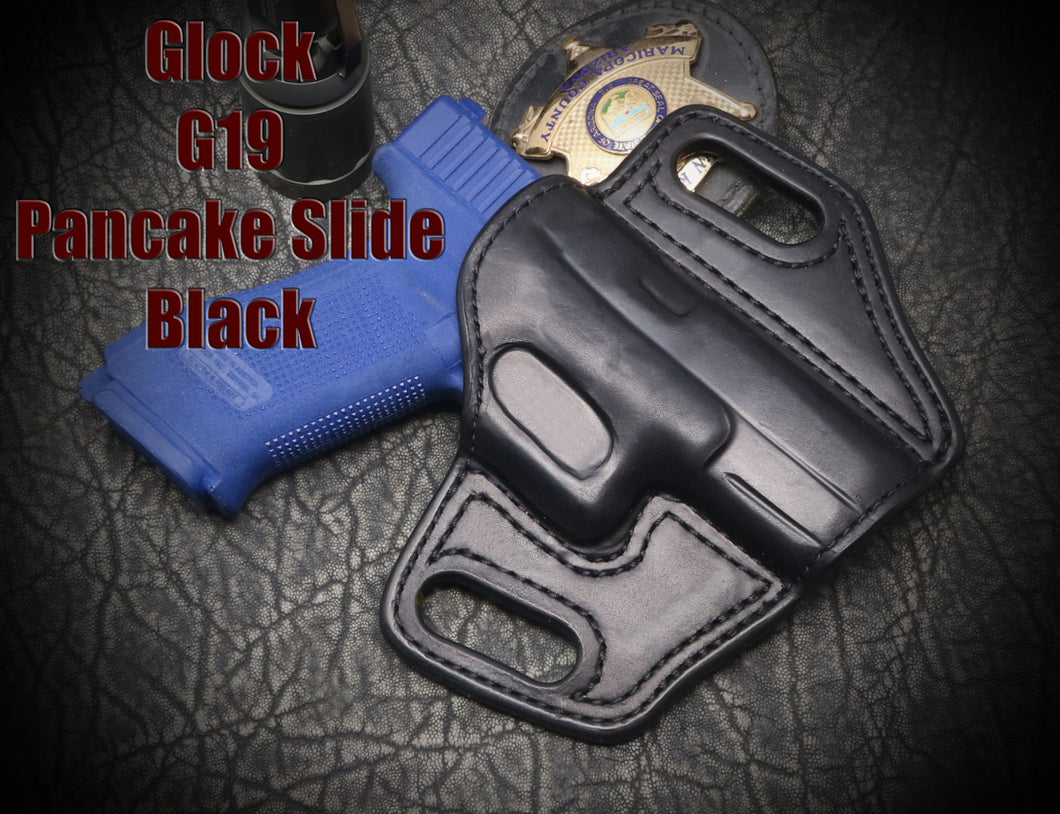 Glock G19 Gen 4 Generation 4 Pancake Slide Leather Holster