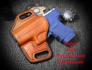 Glock G43 with Crimson Trace Pancake Slide Leather Holster