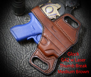 Glock G19 Gen5 Generation 5 Thumb Break Slide Leather Holster