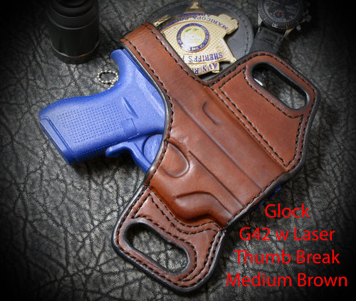 Glock G26 Thumb Break Slide Leather Holster