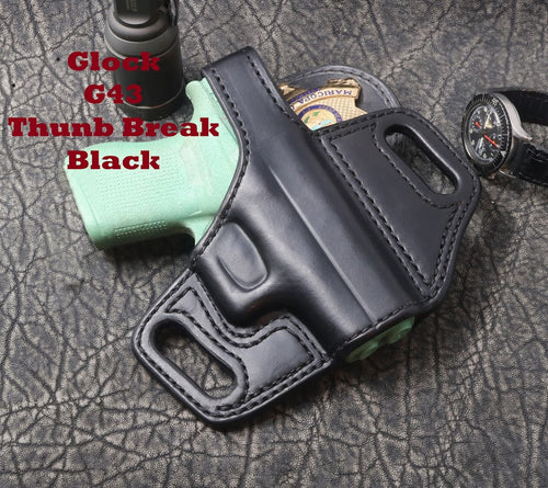 Glock G19 Gen4 Generation 4 Thumb Break Slide Leather Holster