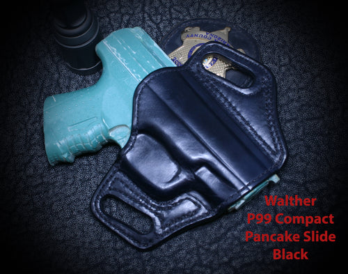 Walther P99 Compact. Pancake Slide Leather Holster.