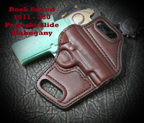Rock Island M1911 380 Pancake Slide Leather Holster