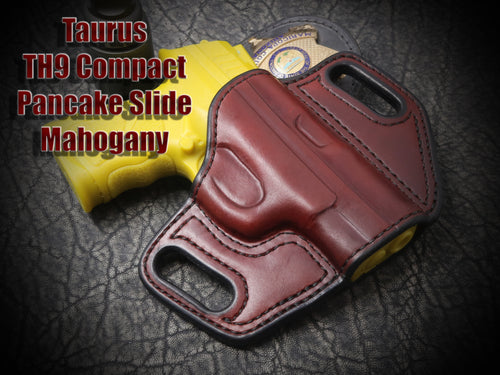Taurus TC9 Compact. Pancake Slide Leather Holster.