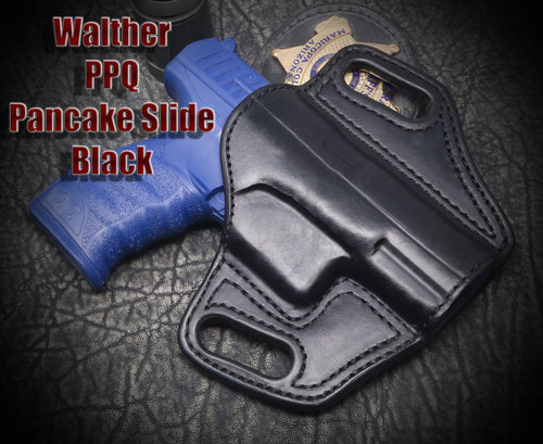 Walther PPQ Sub Compact. Pancake Slide Leather Holster.