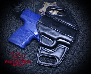 Walther PPS M2 with Crimson Trace laser. Pancake Slide Leather Holster.